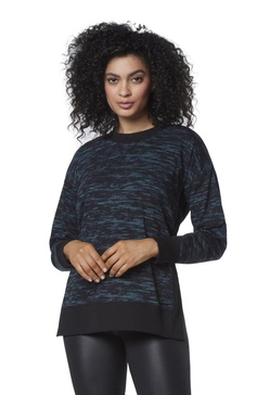 Andrew Marc Women's Long Sleeve Split Hem French Terry Sweatshirt