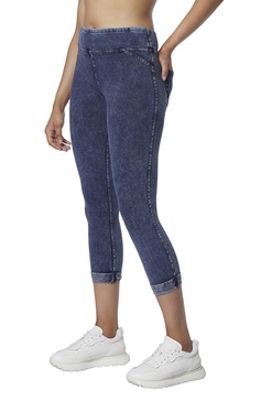 Andrew Marc Women's Faux Denim Cropped Legging, Regular and Plus Sizes