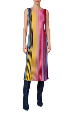 reverse rainbow knit dress in multicolor
