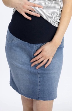 maternity over-the-bump skirt in denim
