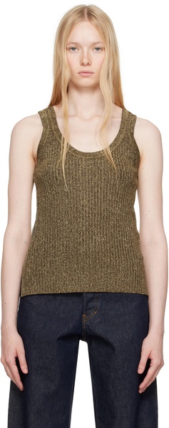 Gold & Brown 'Tom Ford' Metal Plaque Tank Top