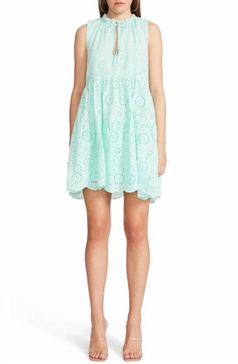 papaya flounce dress in bay green