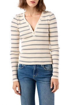 dearest henley top in bone/neptune