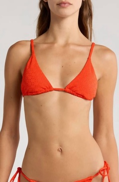 good vibes slide tall triangle bikini top in sunset red