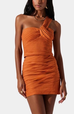 daya one shoulder crop top in burnt orange