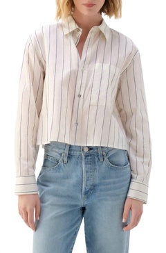 ruth crop shirt in bone/neptune multi stripe