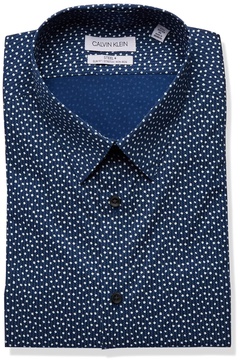 Calvin Klein Men's Dress Shirt Slim Fit Non Iron Stretch Print