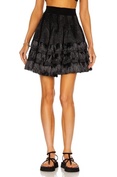 Courte Raphia Franges Skirt