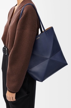 Medium Leather Puzzle Fold Tote Bag