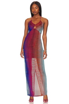 albina maxi dress women medium multicolor stretch halter neck vda36