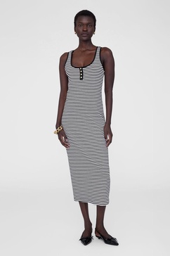 Alessia Tank Midi Dress - Cream And Black Stripe