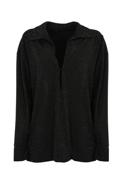 Jersey Blouse With Rhinestones