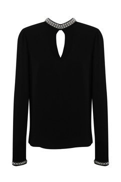 Blouse With Rhinestone Embroidery