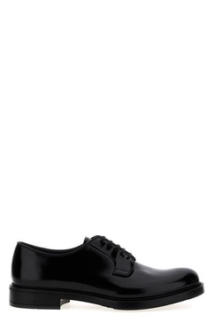 Prada Men Brushed Leather Lace-Up Shoes