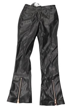 saya zipper flared pants in black faux leather