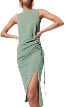 iris crewneck dress with ruched in sea spray
