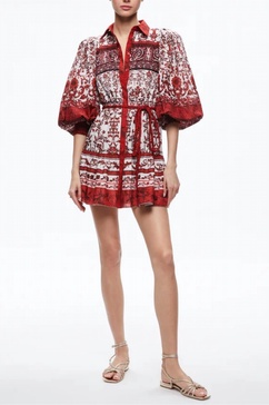 tiffie sleeve mini dress in fatal attraction off white