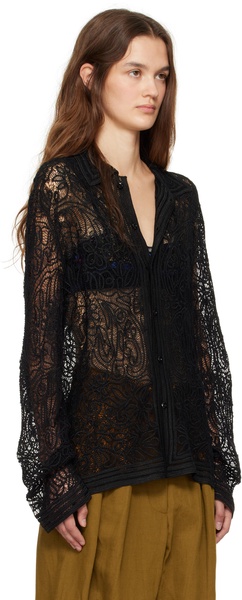 Black Blooming Threadwork Shirt