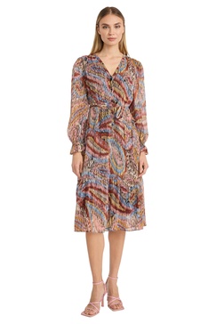 Donna Morgan Long Sleeve Midi Wrap Bridal Shower Or Wedding Guest Work Dresses for Women