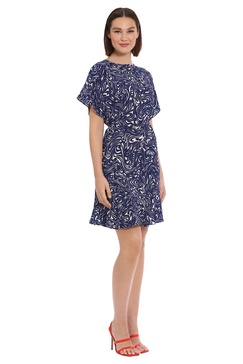 Donna Morgan Women's Boat Neck Kimono Sleeve Ruffle Hem Dress