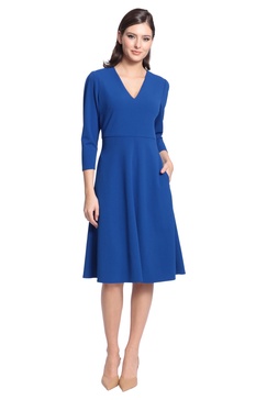 Maggy London Women's Short Sleeve Fit and Flare Scuba Crepe Dress