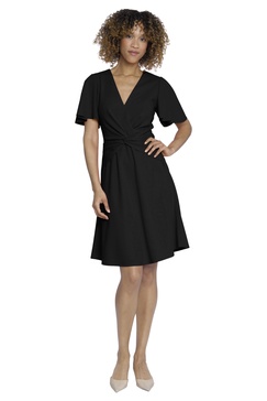 Maggy London Women's V-Neck Twist Waist Detail Crepe Dress