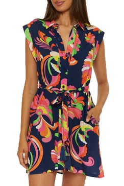 Trina Turk Poolside Shirt Dress, Casual, Floral Print, Beach Cover Ups for Women