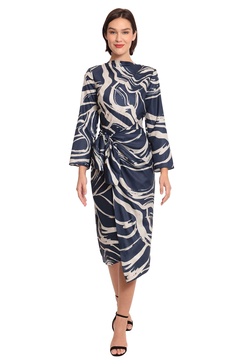 Donna Morgan Women's Long Sleeve Midi Wrap Dress
