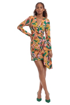 Donna Morgan Women's Long Sleeve Side Drape Dress