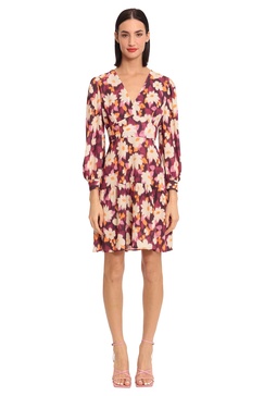 Donna Morgan Women's V-Neck Empire Waist Dress with Tiered Skirt