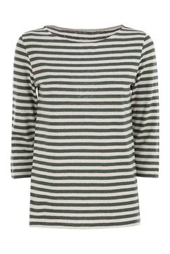 Majestic Filatures Striped Linen Boat Neck T-Shirt