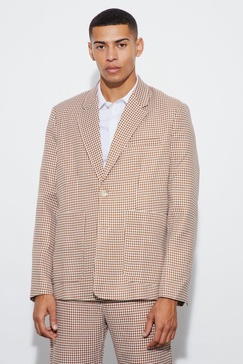 Boucle Houndstooth Oversized Blazer