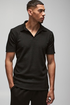 Slim Textured Revere Polo