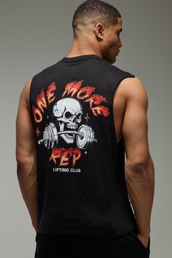MAN Active Oversized One More Rep Skull Tank