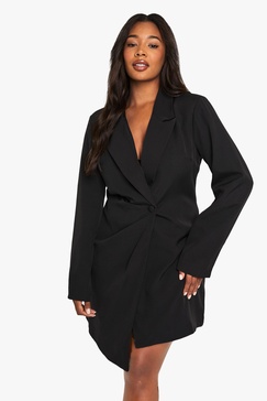 Plus Woven Drape Detail Blazer Dress 
