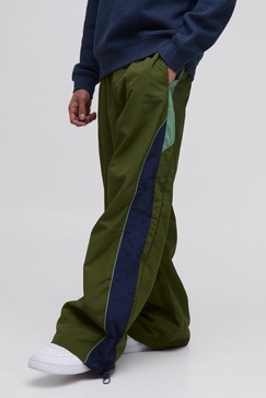 Elasticated Waist Parachute Side Stripe Pants