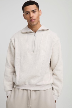 Oversized Rib Detail Funnel Neck Sweatshirt 