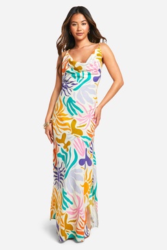 Bright Cotton Cowl Neck Maxi Dress