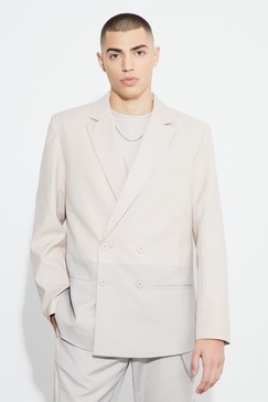 Relaxed Fit Double Breasted Colour Block Blazer