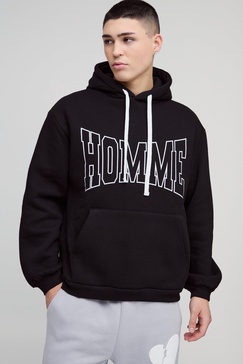 Oversized Homme Print Hoodie