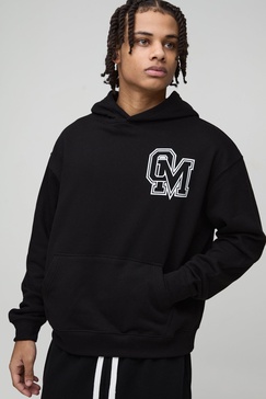 Oversized Boxy Varsity Print Hoodie