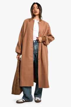 Wool Look Maxi Bomber Jacket