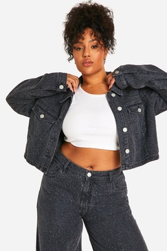 Plus Distressed Detail Denim Jacket 