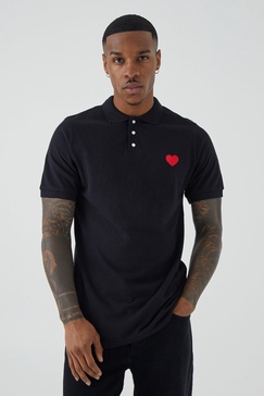 Slim Fit Heart Short Sleeve Pique Polo
