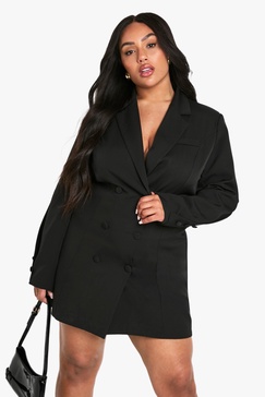 Plus Woven Tailored Button Detail Blazer Dress