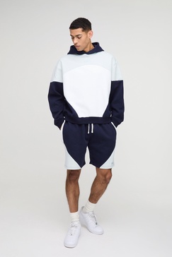 Oversized Boxy Man Colour Block Short Tracksuit