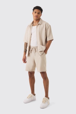 Oversized Linen Deep Pocket Shirt & Short Set