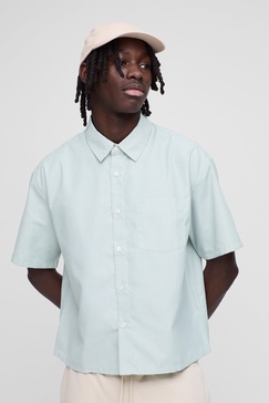 Oversized Boxy One Pocket Collared Shirt 