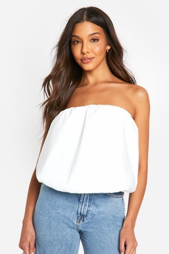 Woven Puff Ball Longline Top  
