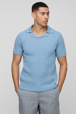 Regular Fit Ribbed Revere Knitted Polo